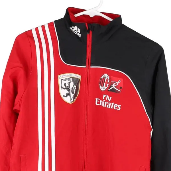 Age 11-12, A.C.M Adidas Football Track Jacket - Medium Red Polyester