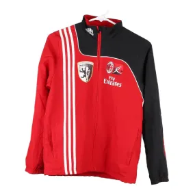 Age 11-12, A.C.M Adidas Football Track Jacket - Medium Red Polyester
