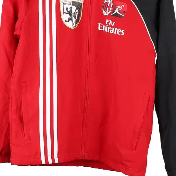 Age 11-12, A.C.M Adidas Football Track Jacket - Medium Red Polyester