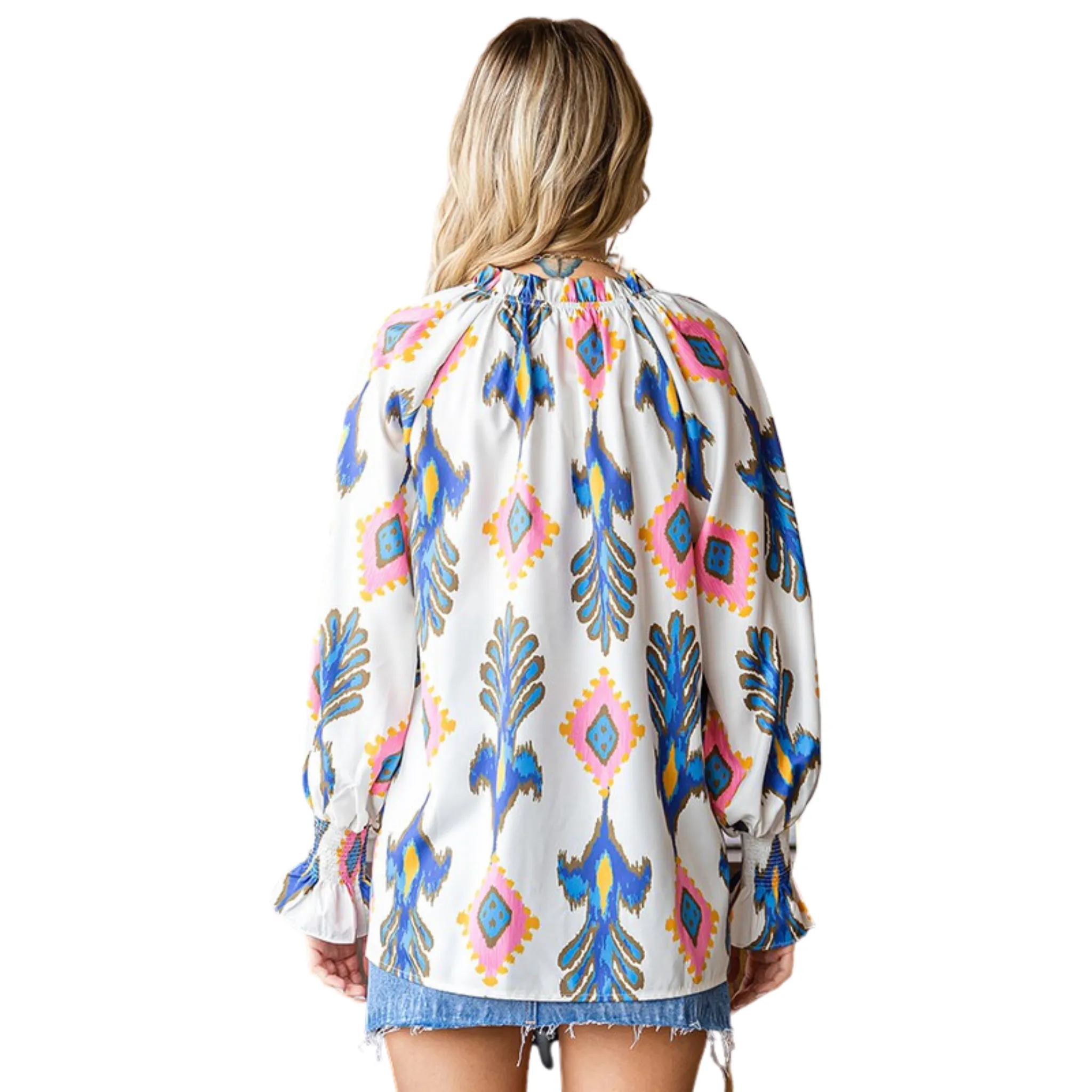 Balloon Sleeve Woven Top