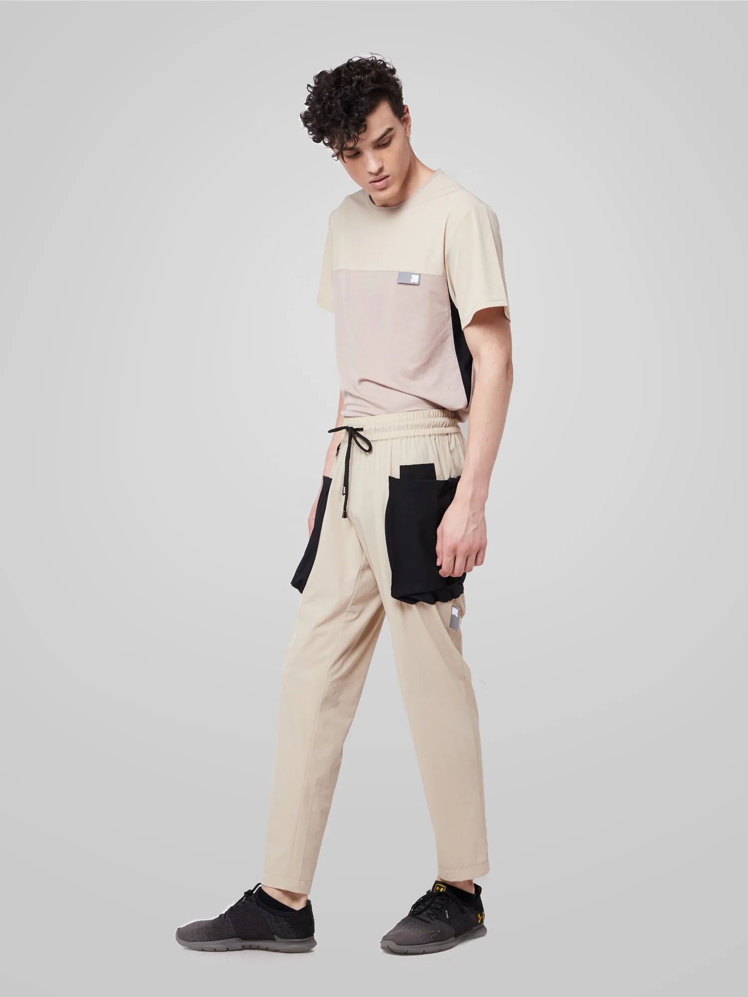 Beige Utilitarian Cargo Male Pants