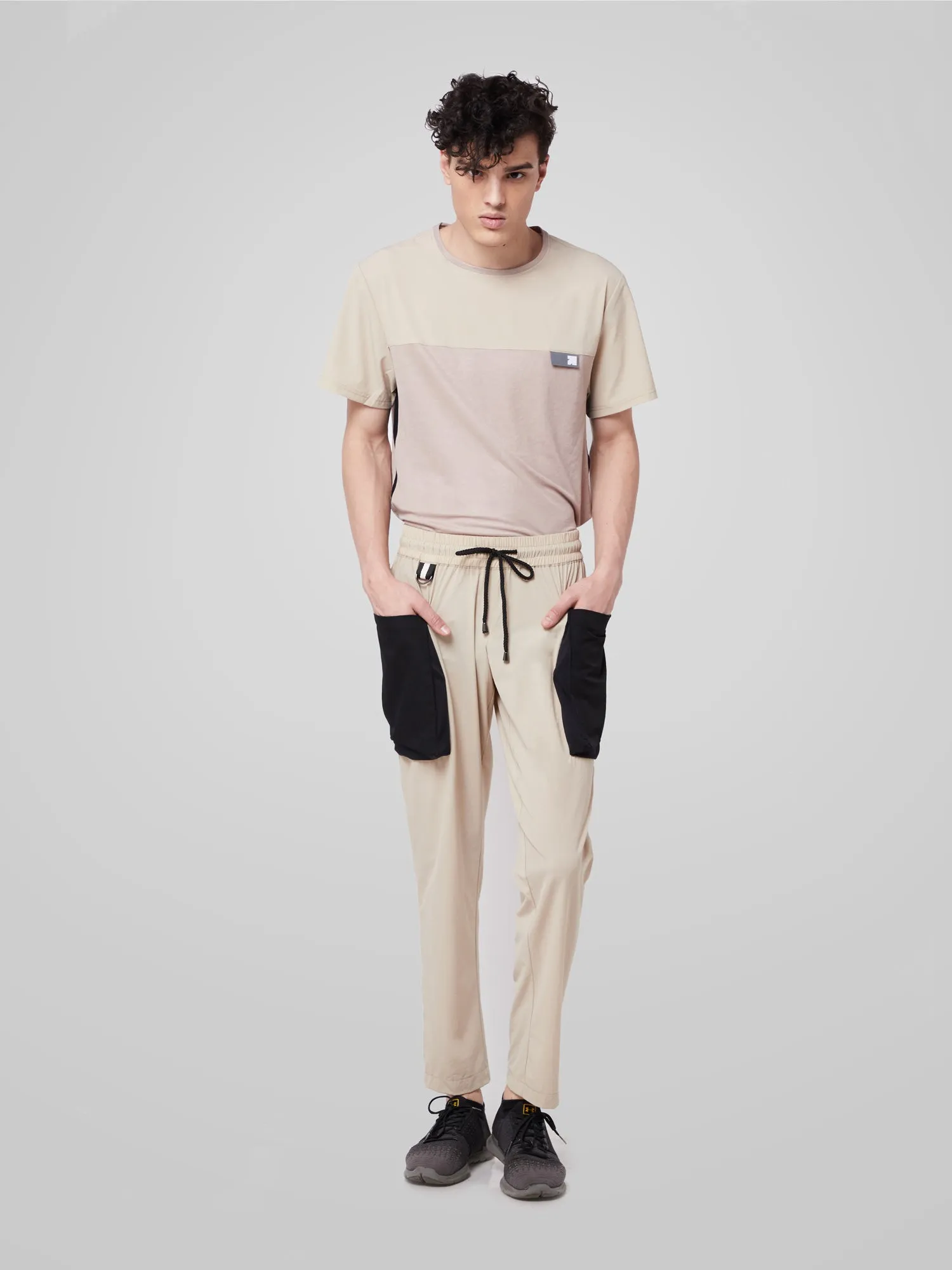 Beige Utilitarian Cargo Male Pants