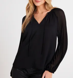 BELLA DAHL PLEATED SLEEVE RAGLAN PULLOVER