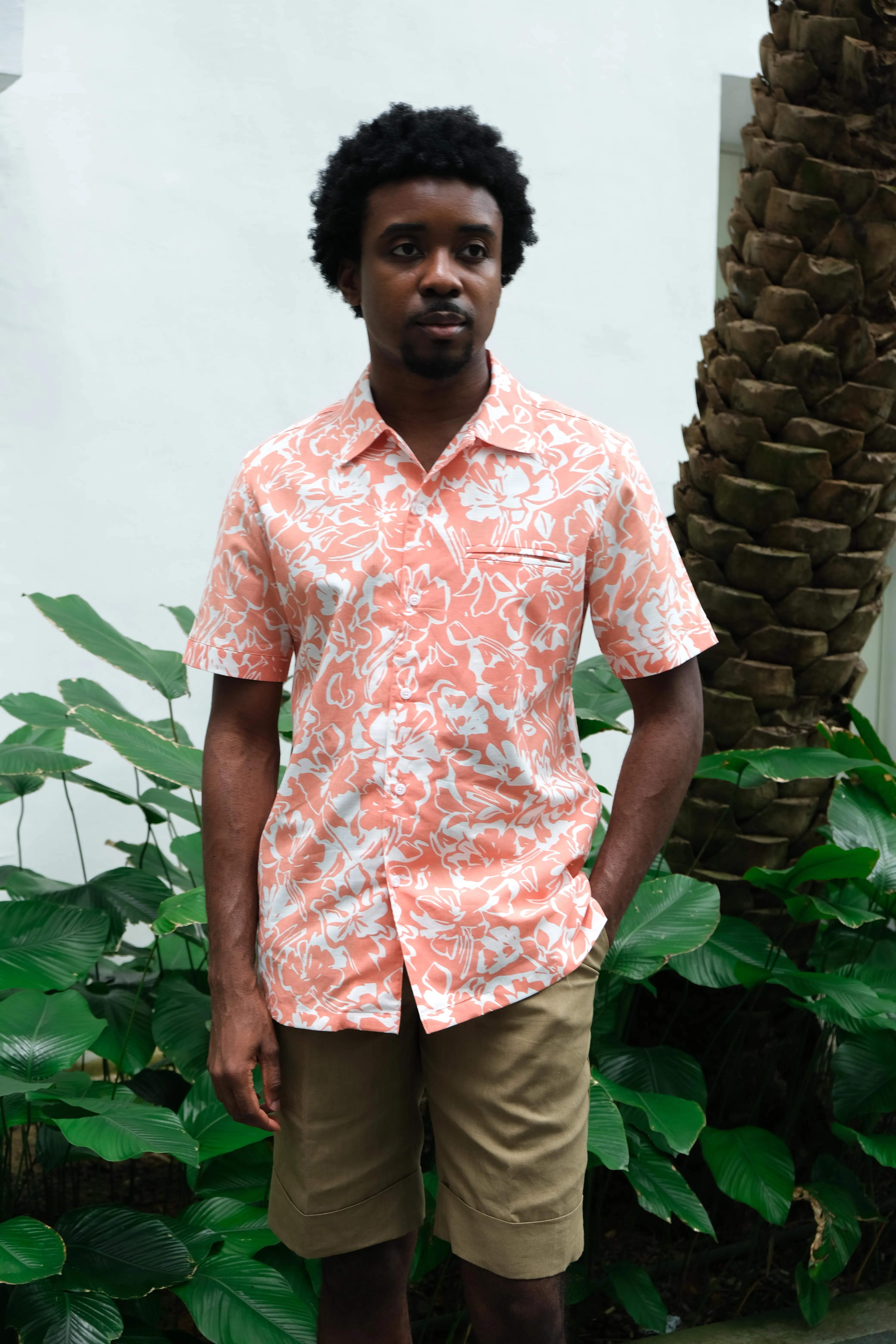 Burnt Sienna Print Short Sleeve Shirt