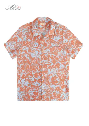 Burnt Sienna Print Short Sleeve Shirt