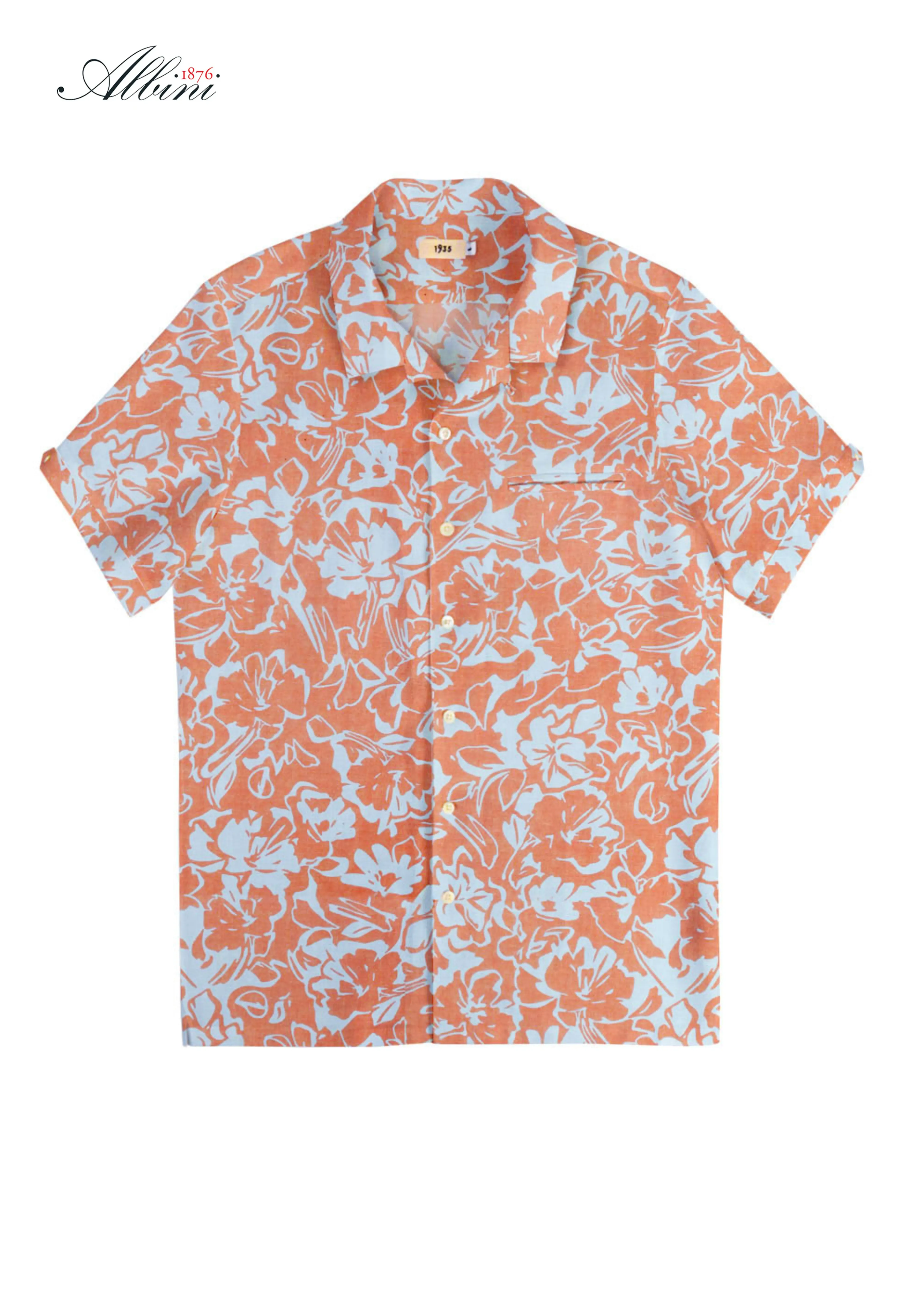 Burnt Sienna Print Short Sleeve Shirt