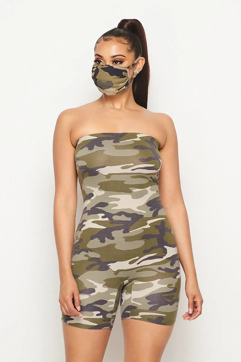 Camo Jumpsuit W/ Face Mask