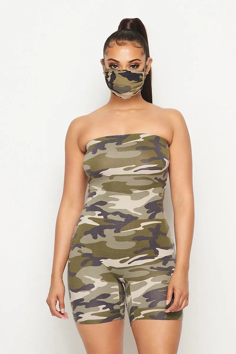 Camo Jumpsuit W/ Face Mask