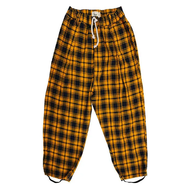 Clash Plaid Pleated Trouser, Mustard