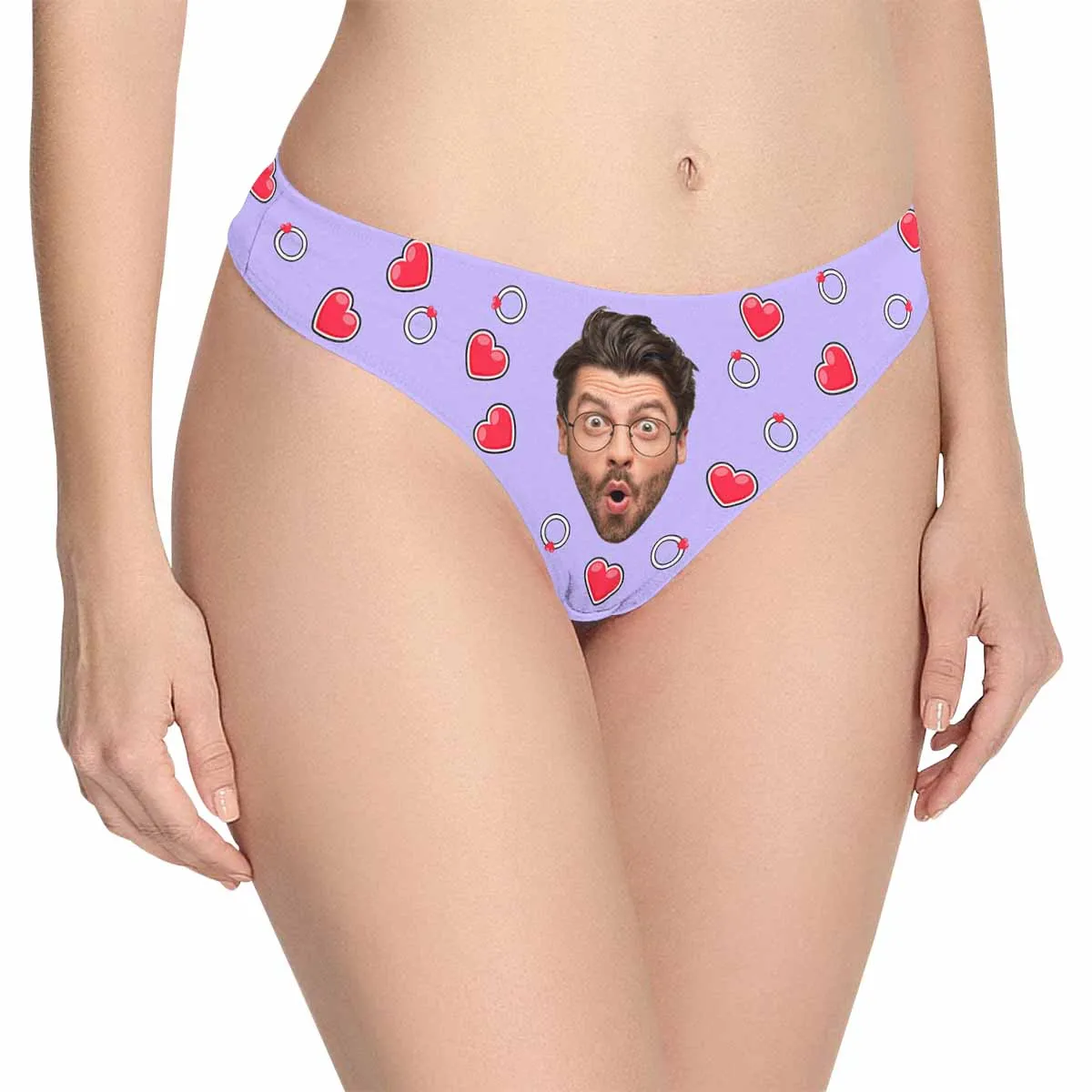 Custom Face Underwear for Her Personalized Heart Multicolor Thongs Panty Women's Lingerie Gifts for Girlfriend & Wife