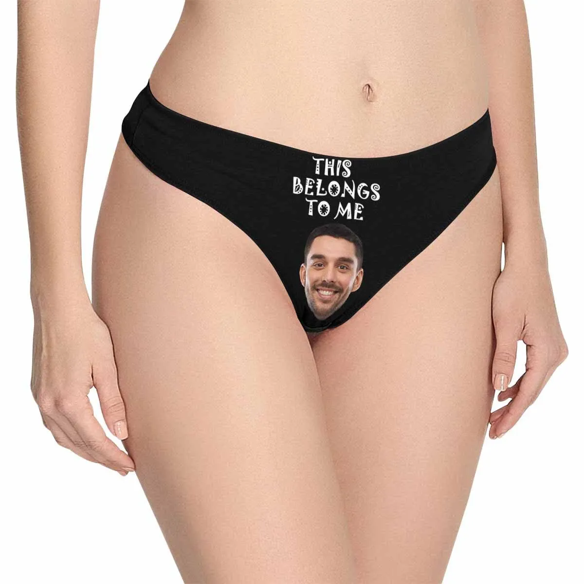 Custom Face Underwear Print This Belongs To Me Lingerie Personalized Women's Classic Thongs Gifts for Girlfriend & Wife