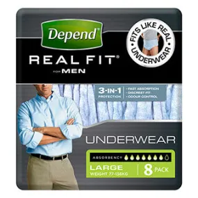 Depend Real Fit Underwear Mens 8 Pack (Large)