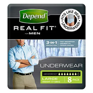 Depend Real Fit Underwear Mens 8 Pack (Large)