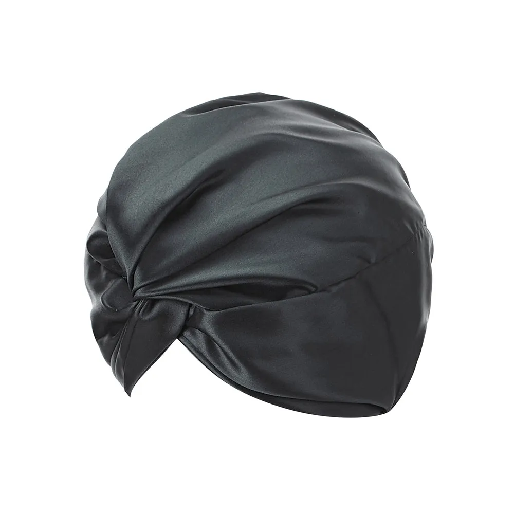 Double Layer Silk Bonnet - Black