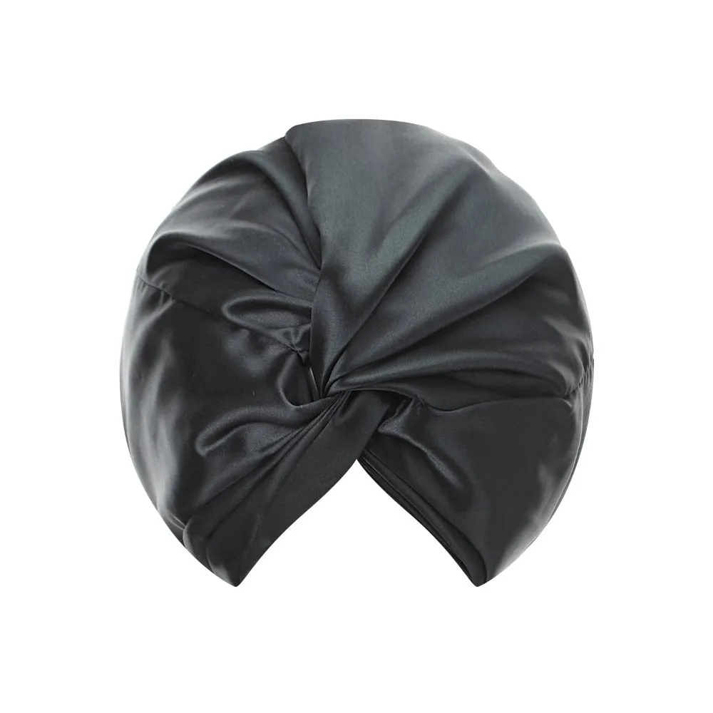 Double Layer Silk Bonnet - Black