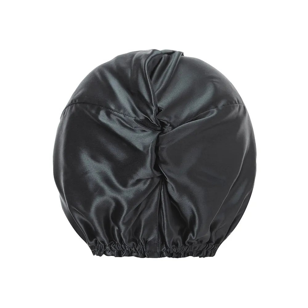 Double Layer Silk Bonnet - Black