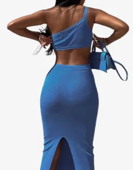 Enigma Backless Midi Dress - Backless Midi Dress Sexy Club Cut Out One-Shoulder BodyconAsymmetric 
Knitted Hollow