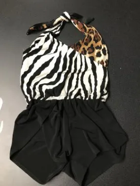 HALTER ROMPER ZEBRA/LEOPARD COMBO