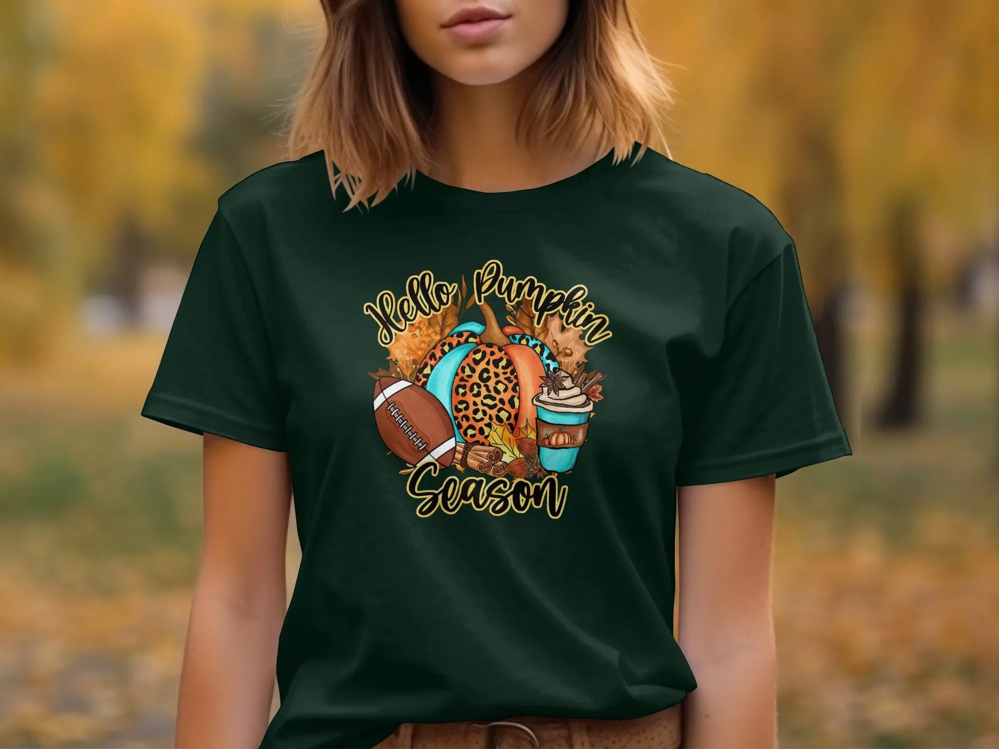 Hello Pumpkin Season Football Shirt, Tank, Sweatshirt & Matching Family Shirts. Perfect for a Fall or Thanksgiving Gift