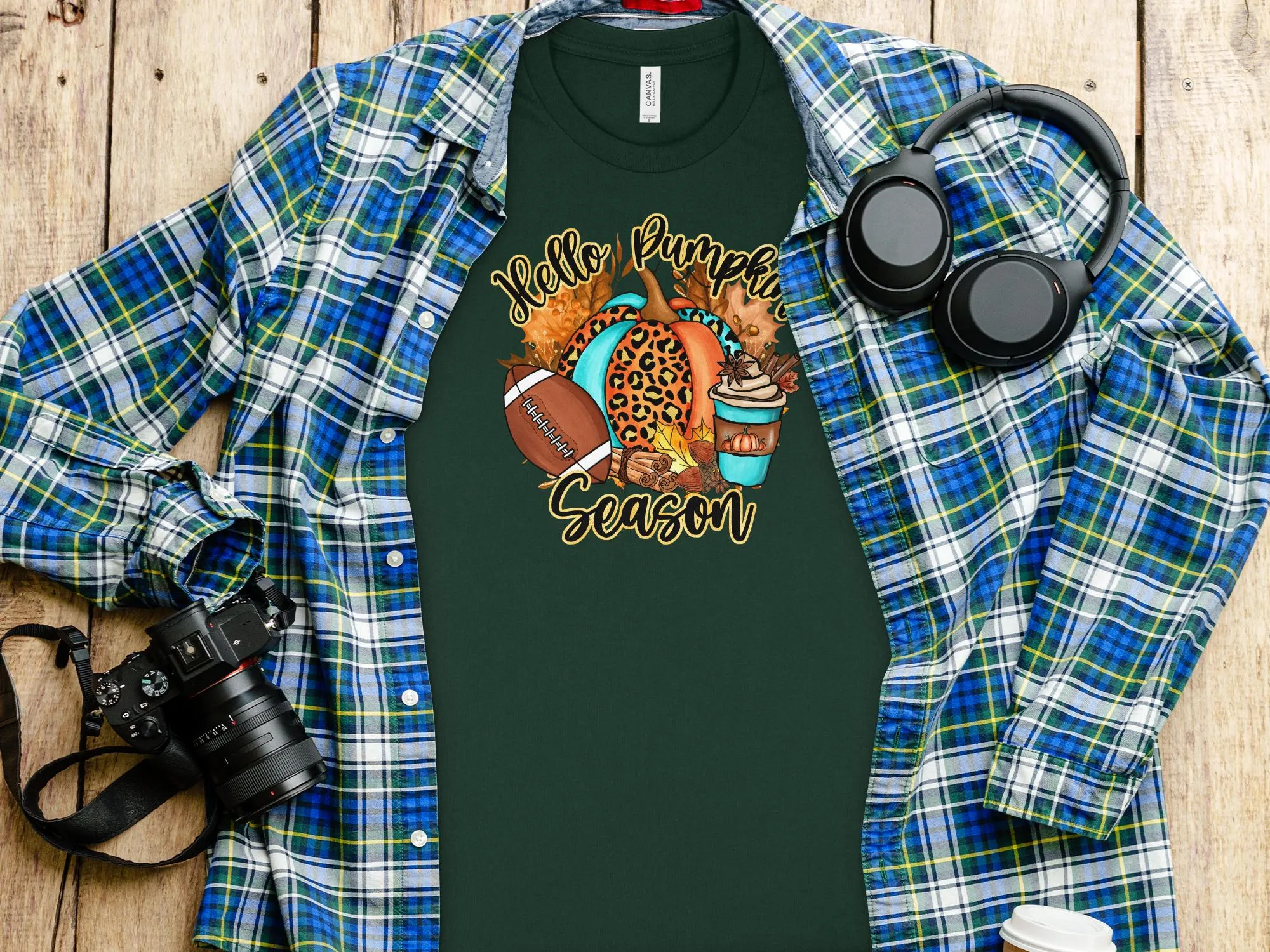 Hello Pumpkin Season Football Shirt, Tank, Sweatshirt & Matching Family Shirts. Perfect for a Fall or Thanksgiving Gift