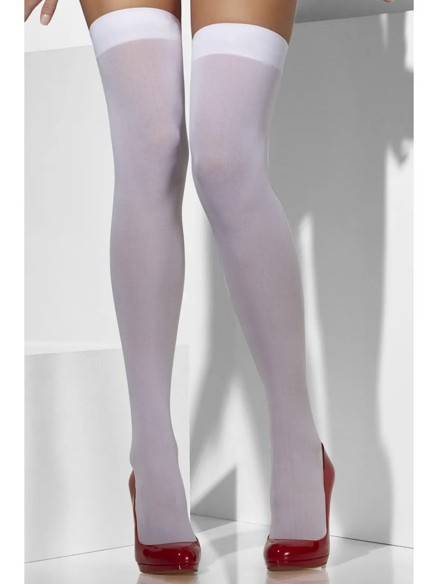 Hold Up - Knee Length Stockings, Opaque White