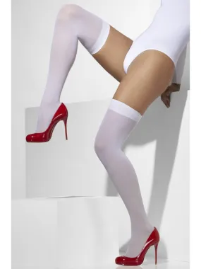 Hold Up - Knee Length Stockings, Opaque White