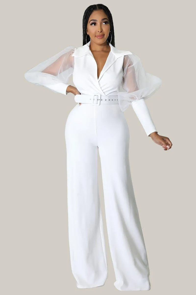 Kiana Puff Sleeves Belted Jumpsuit