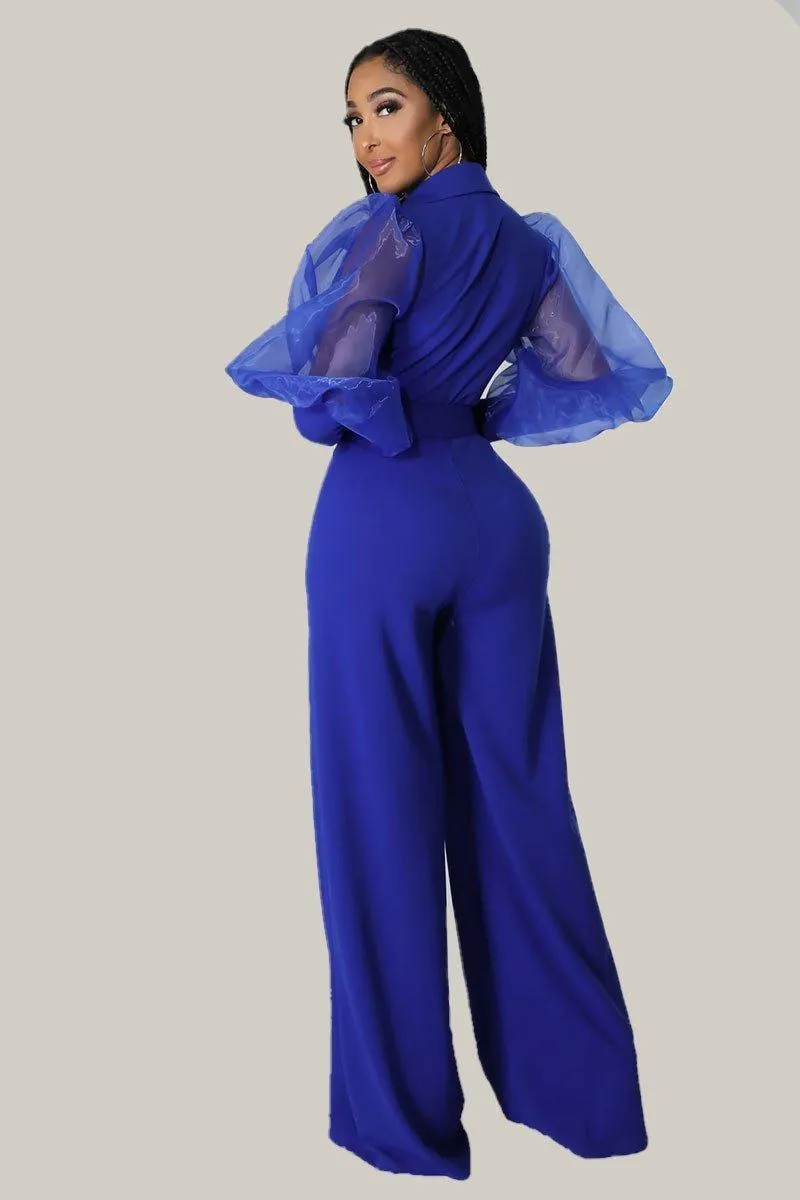 Kiana Puff Sleeves Belted Jumpsuit