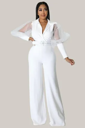 Kiana Puff Sleeves Belted Jumpsuit