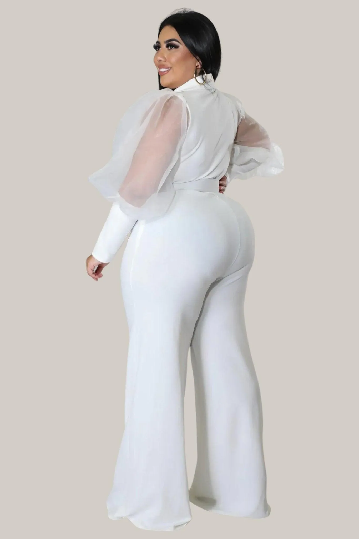Kiana Puff Sleeves Belted Jumpsuit