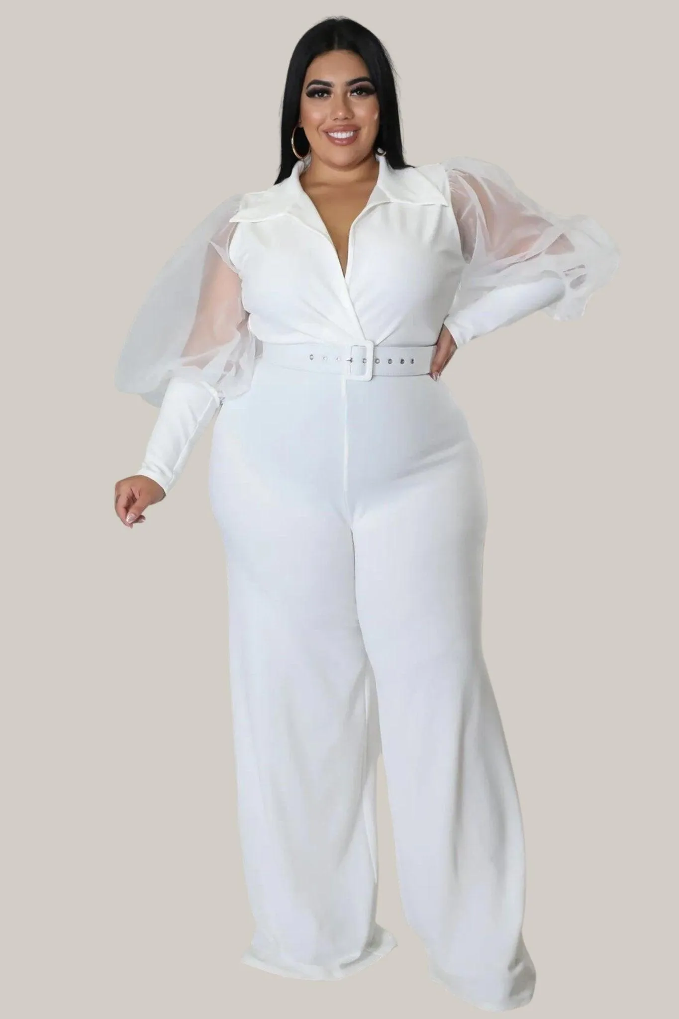 Kiana Puff Sleeves Belted Jumpsuit