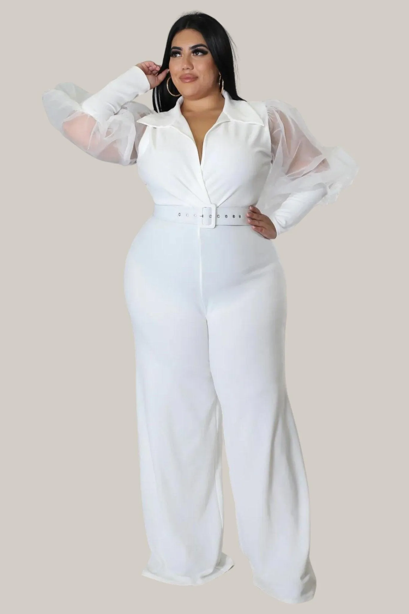 Kiana Puff Sleeves Belted Jumpsuit