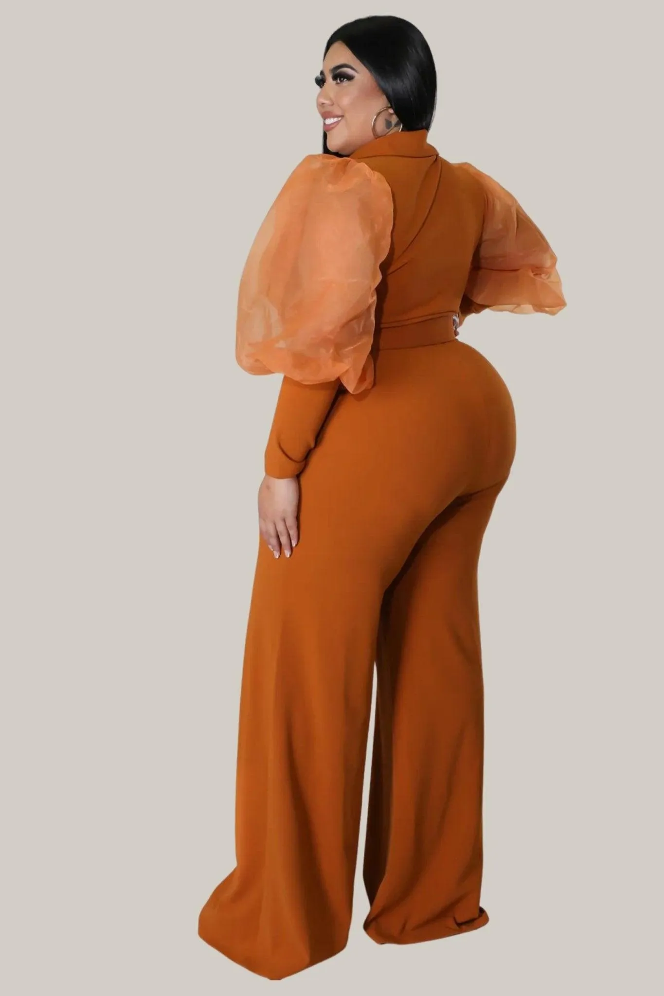 Kiana Puff Sleeves Belted Jumpsuit