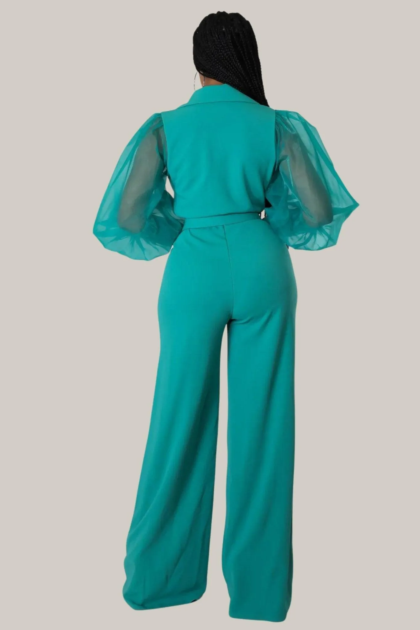 Kiana Puff Sleeves Belted Jumpsuit