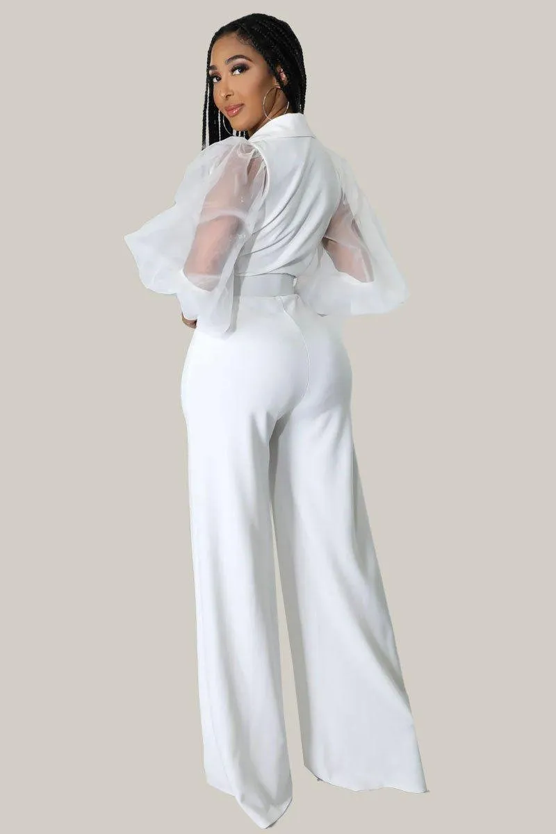 Kiana Puff Sleeves Belted Jumpsuit