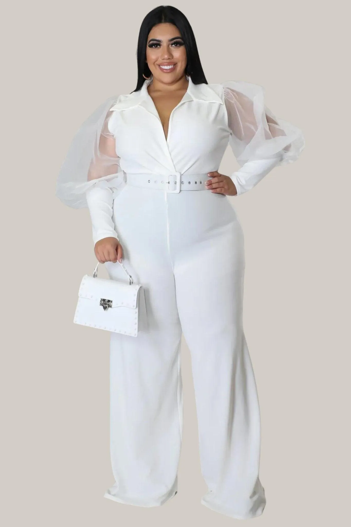 Kiana Puff Sleeves Belted Jumpsuit