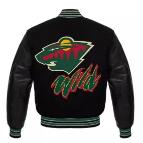 Letterman Minnesota Wild Black Varsity Jacket
