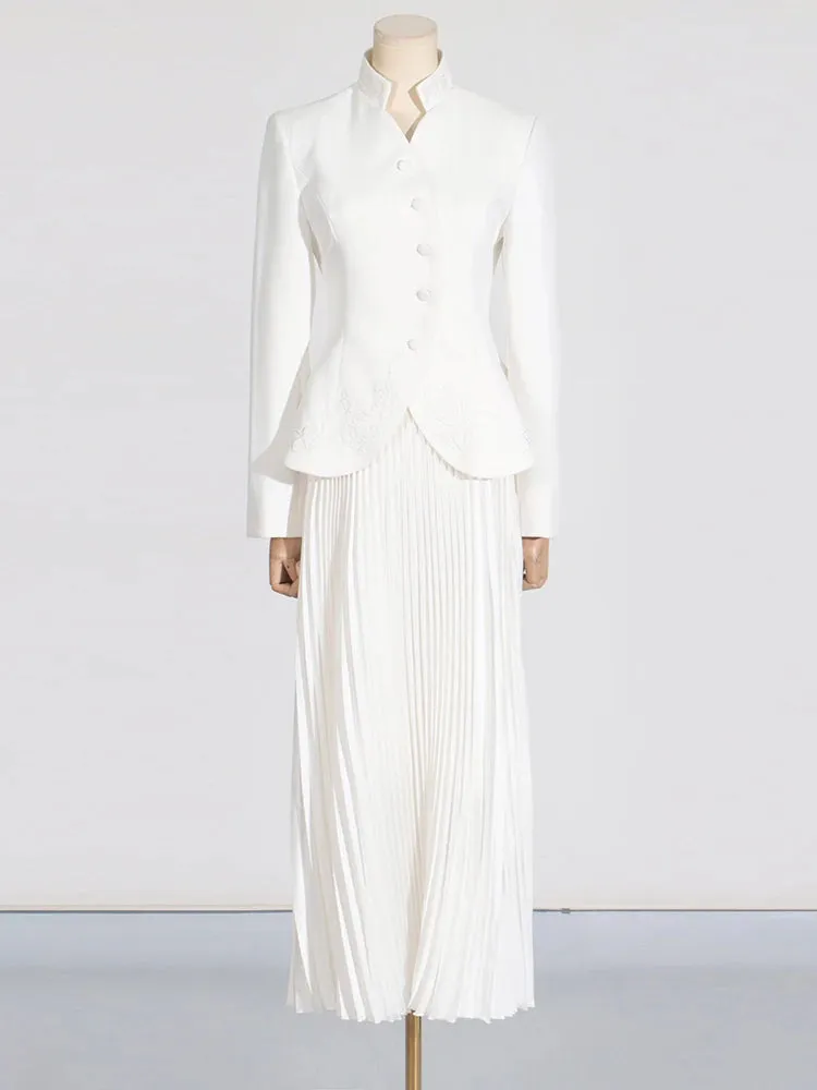 Long Sleeve Spliced Button Minimalist Two Piece Set