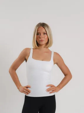 Lux Built-In Square Tank Top - Blanc