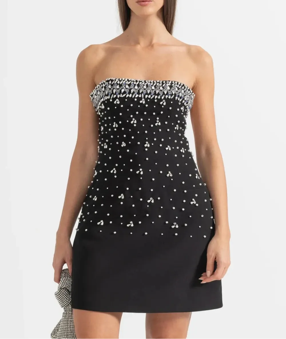 MELISSA Strapless Crystals Mini Bodycon Dress