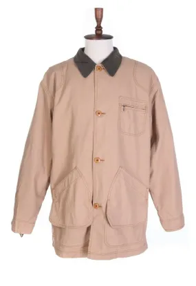 Men's LL BEAN Beige 100% Cotton Multipocket Thinsulate Field Coat Size XL Tall