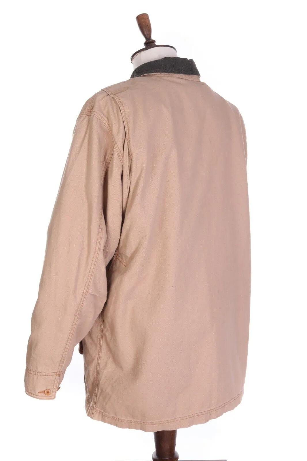 Men's LL BEAN Beige 100% Cotton Multipocket Thinsulate Field Coat Size XL Tall