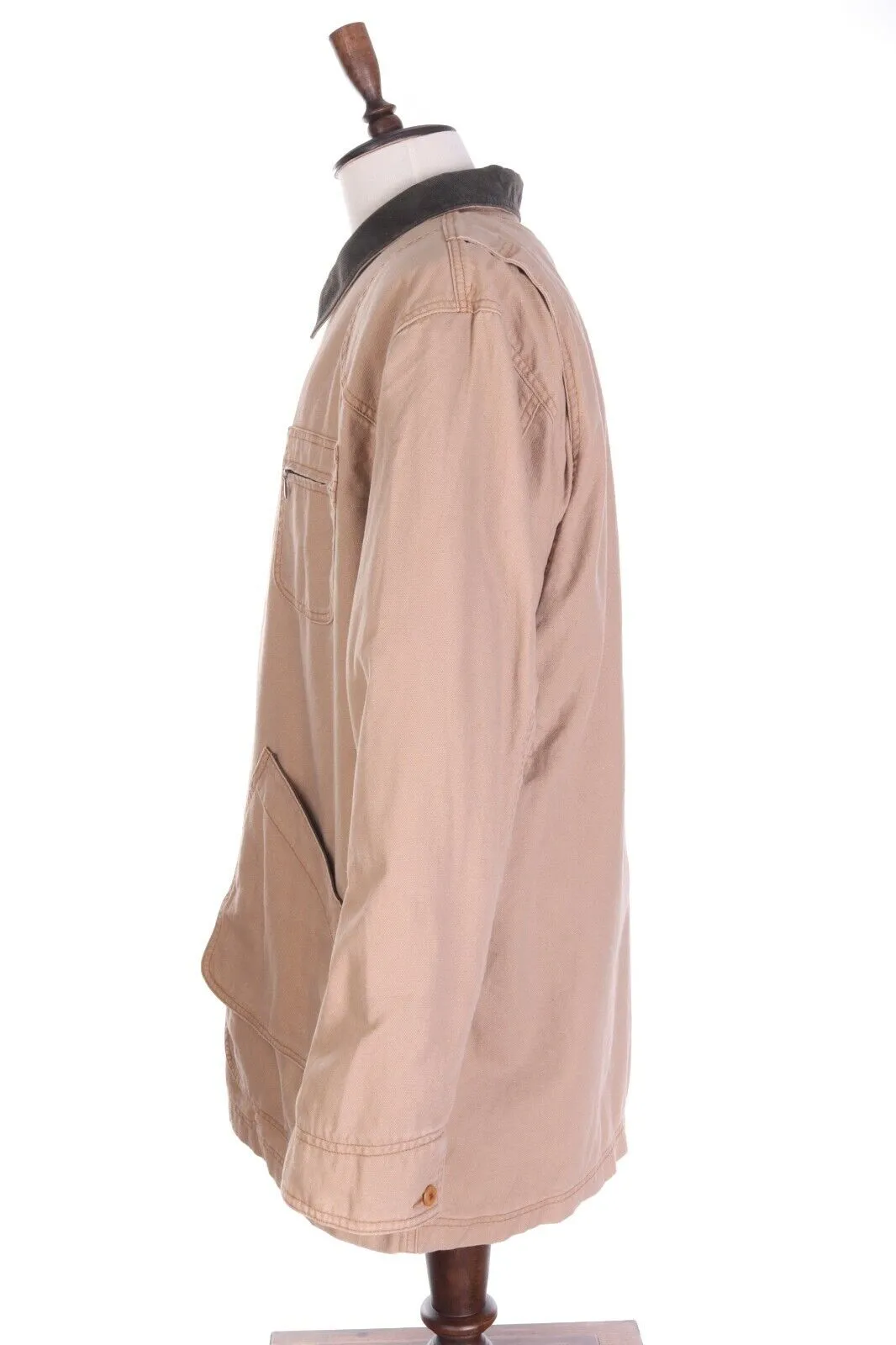 Men's LL BEAN Beige 100% Cotton Multipocket Thinsulate Field Coat Size XL Tall