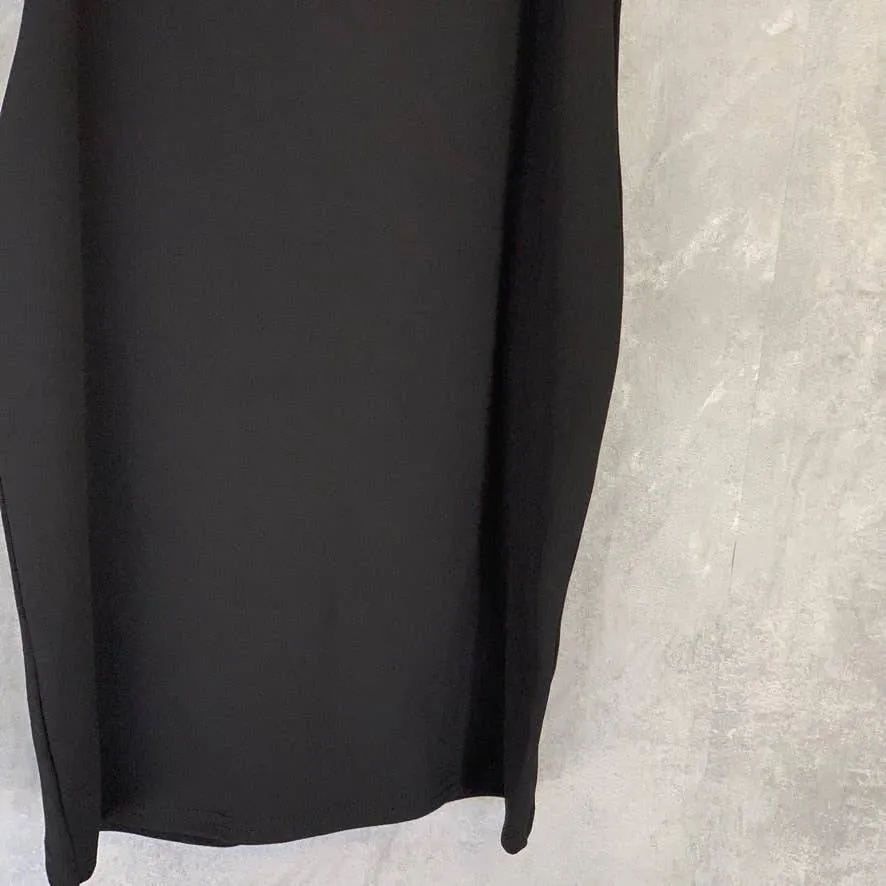 MISSGUIDED Solid Black Strappy Frill Detail Sleeveless Bodycon Mini Dress SZ 4