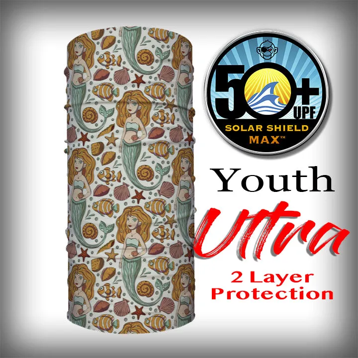Monk Wrap Neck Gaiter - Face Mask - Bandana - YOUTH ULTRA - Double Layer - Mermaids