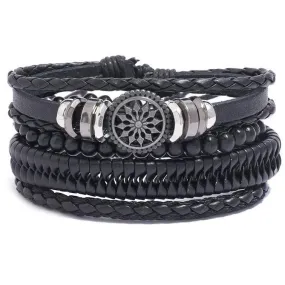 Multi - Layer Leather Bracelet Set Unisex adjustable