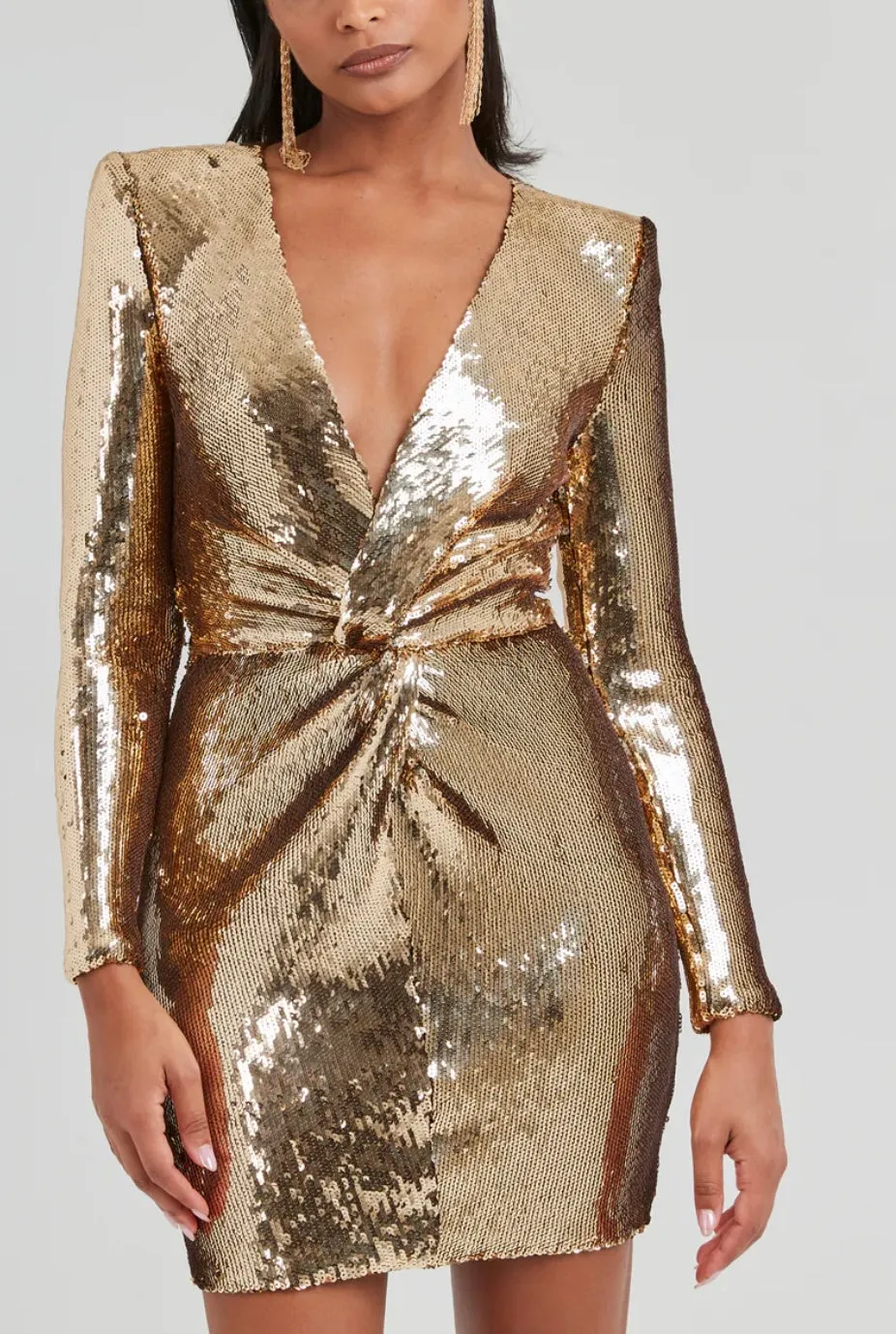 Nadine Merabi Jodie Gold Dress