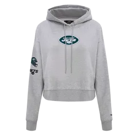 NFL NEW YORK JETS CLASSIC WOMEN'S CROPPED FLC PO HOODIE (HEATHER GREY)