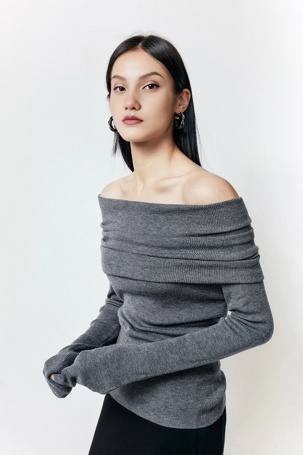 Off The Shoulder Wool Base Layer Sweater
