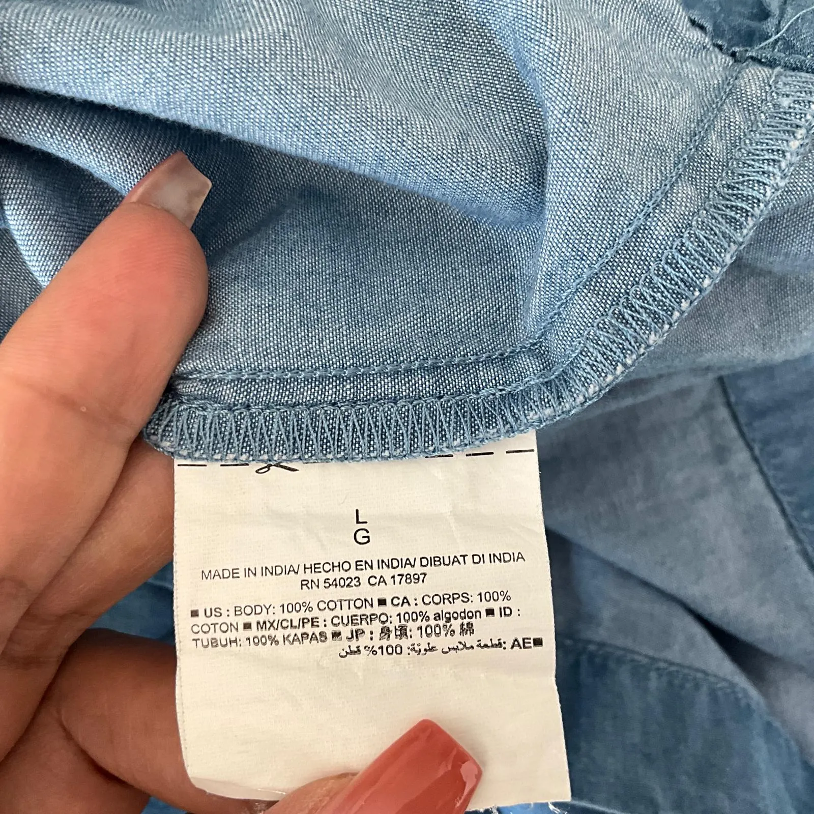 Old Navy Women’s Denim Dress Cuffed Embroidered Yoke Sz L Pre-Owned
